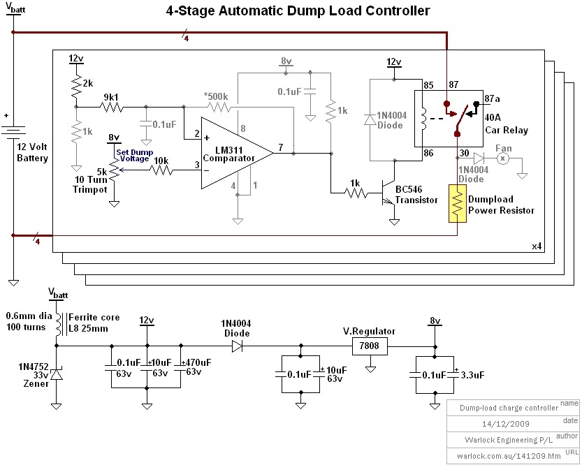 4 Stage Automatic Dumpload Controller. Circuit Diagram